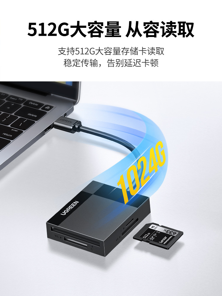 Green Card Reader Four-in-One sd Card tfcf High Speed usb3.0 Android typec to Phone and Computer Conversion