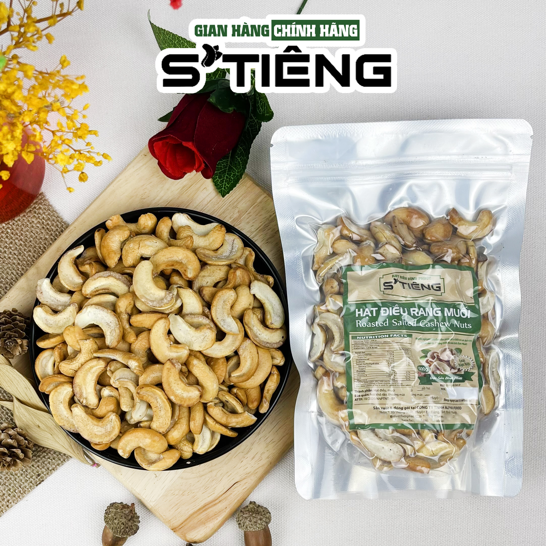 Hạt Điều Rang Muối STIENG Loại Bể SẠCH VỎ Lụa