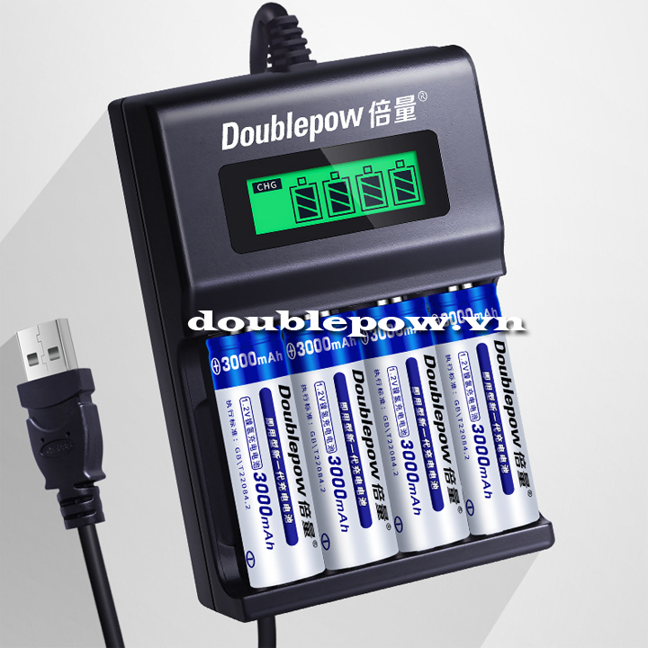 Bộ sạc nhanh 4 pin tiểu pin đũa AA-AAA Doublepow DP-UK93B