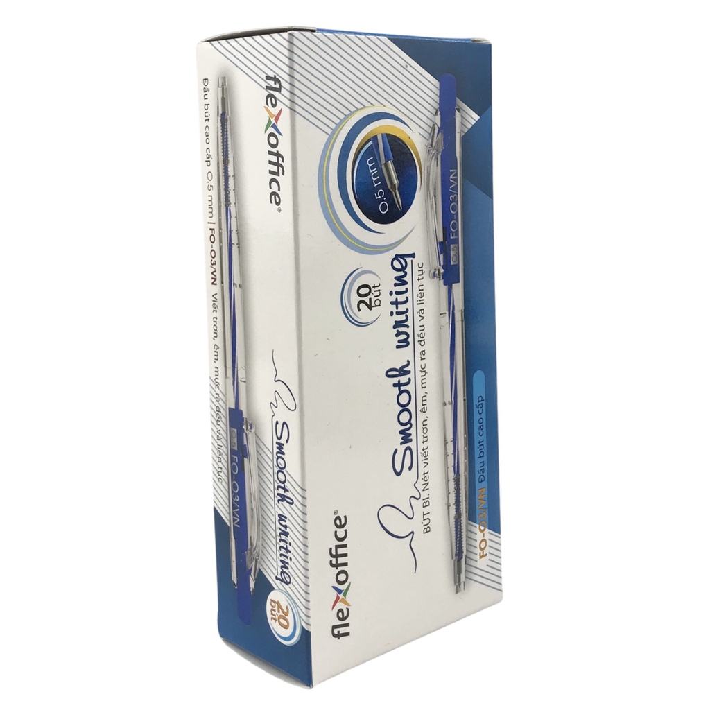 Bút Bi 0.5mm Flexoffice FO-03 - Đỏ/Đen/Xanh (Quy cách đóng gói Hộp 20 chiếc)