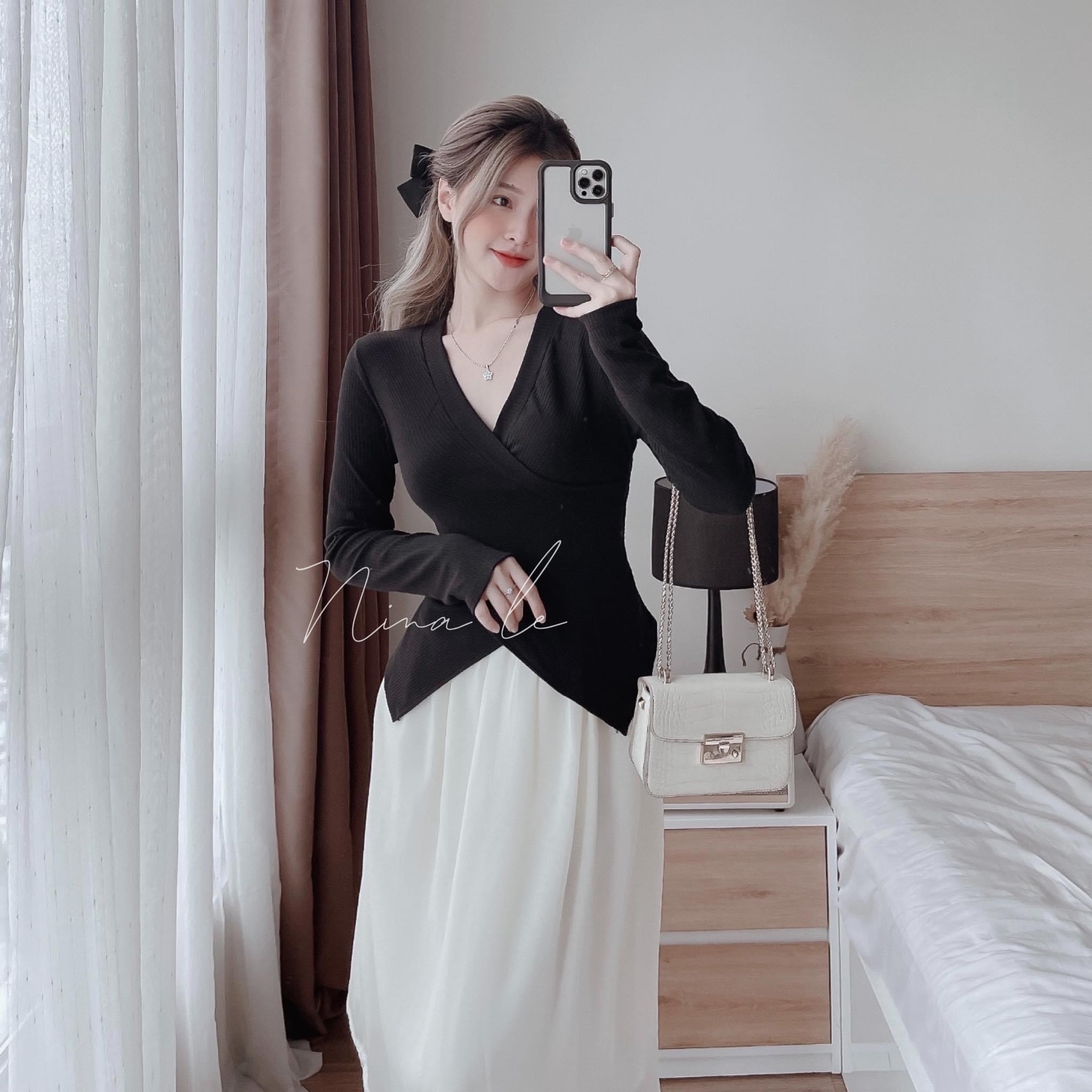 Siêu phẩm sét váy 2 dây mix áo nơ eo tay bồng 😍😍😍 Em này diện đi làm, đi chơi thì hết ý-lđ