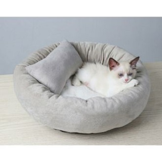 [HCM]ổ nệm ngủ tròn xám ghi kèm gối  nệm ngủ cho chó mèo , đệm tháo rời