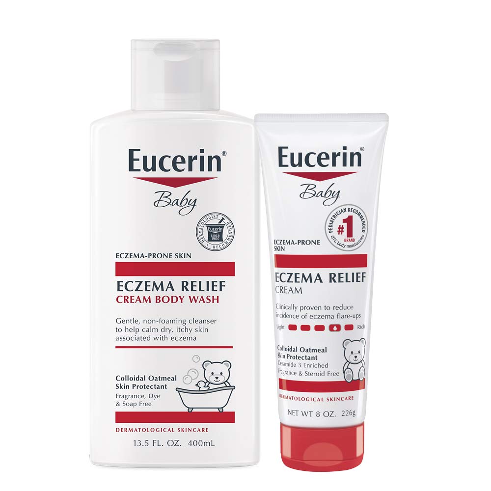 Date 07 2022 Set Kem, Sữa tắm giảm ngứa, khô do chàm Eucerin Baby Eczema