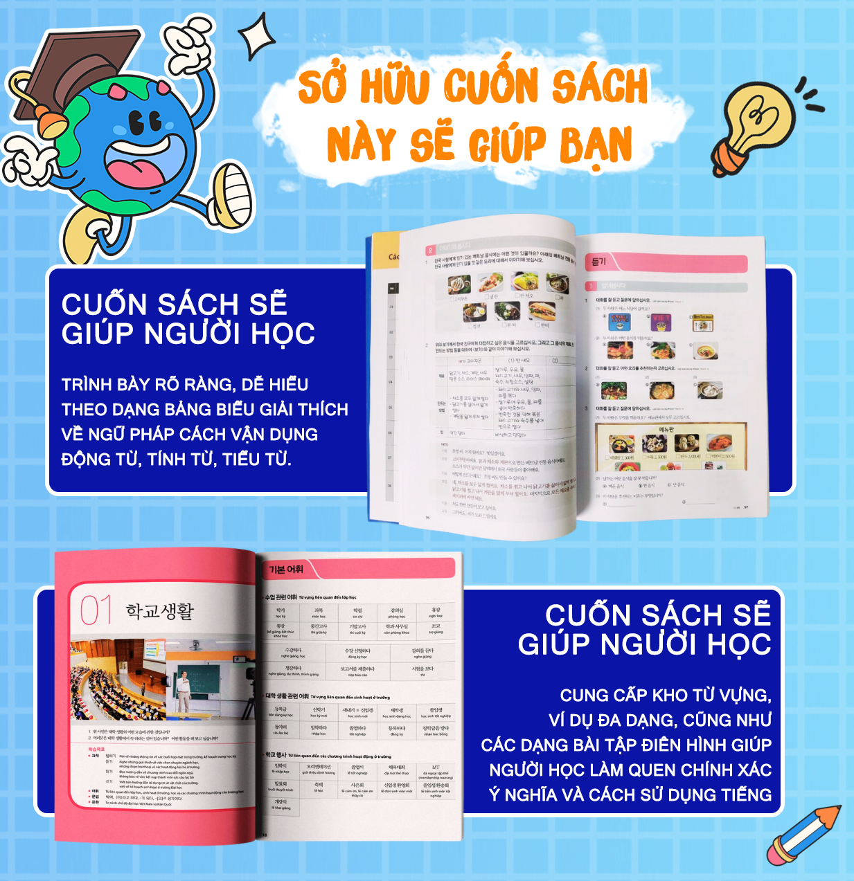 Sách - Giáo trình Tiếng Hàn tổng hợp trung cấp 3 sách bài học - bản màu - McBooks