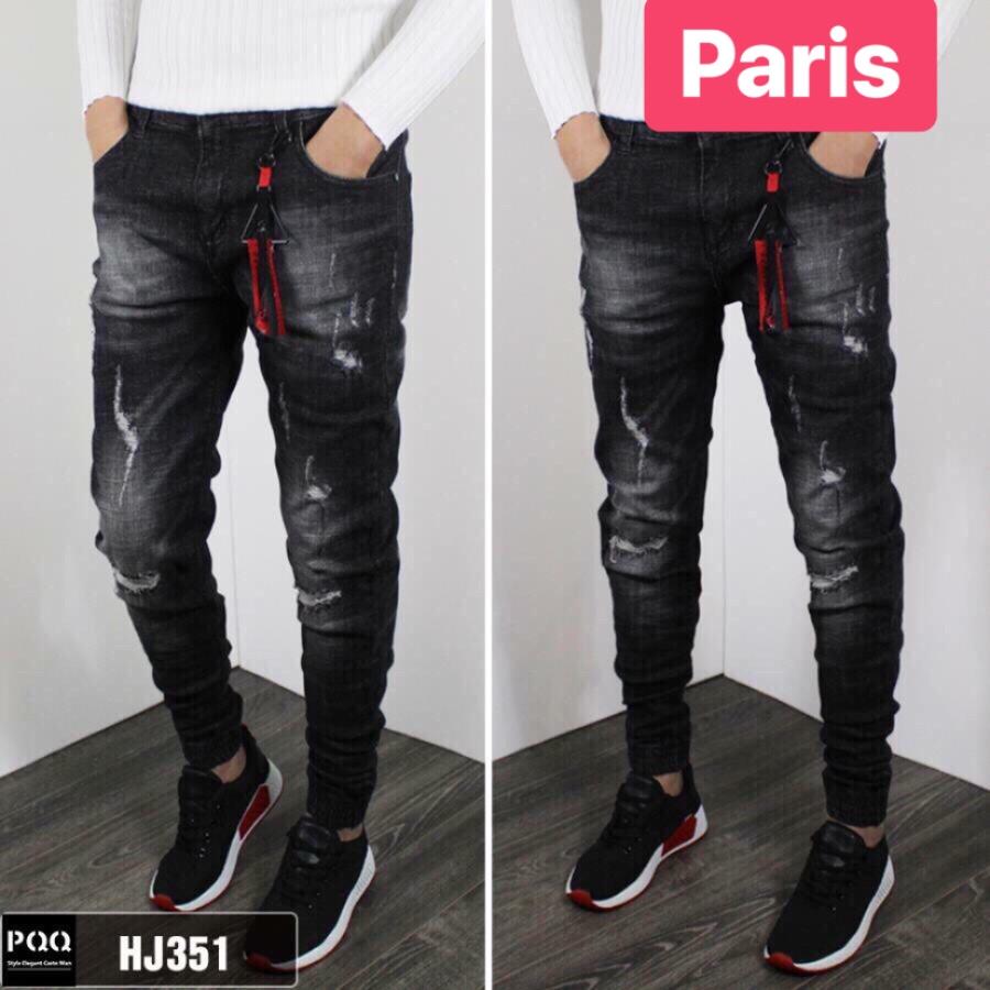 QUẦN JEAN NAM CHẤT BÒ XANH ĐEN WASH SÀNH ĐIỆU SOÁI KA CAO CẤP db-351- PARIS FASHION