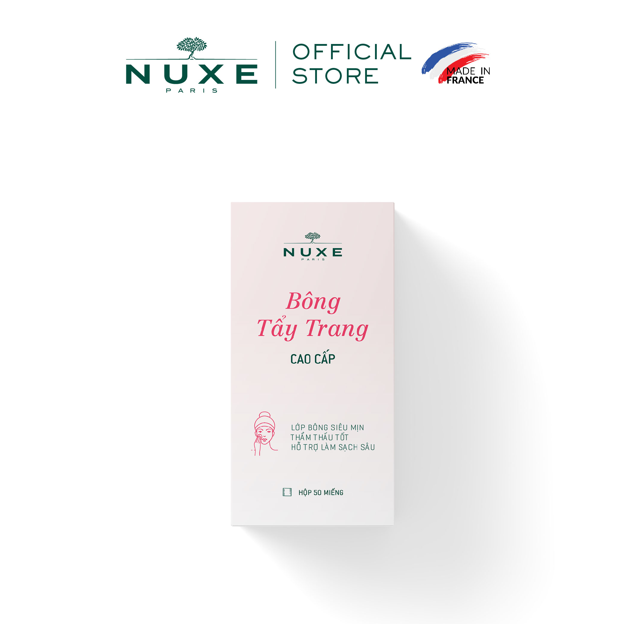 [HB Gift - Quà tặng không bán] Bông tẩy trang cao cấp Nuxe 50 miếng