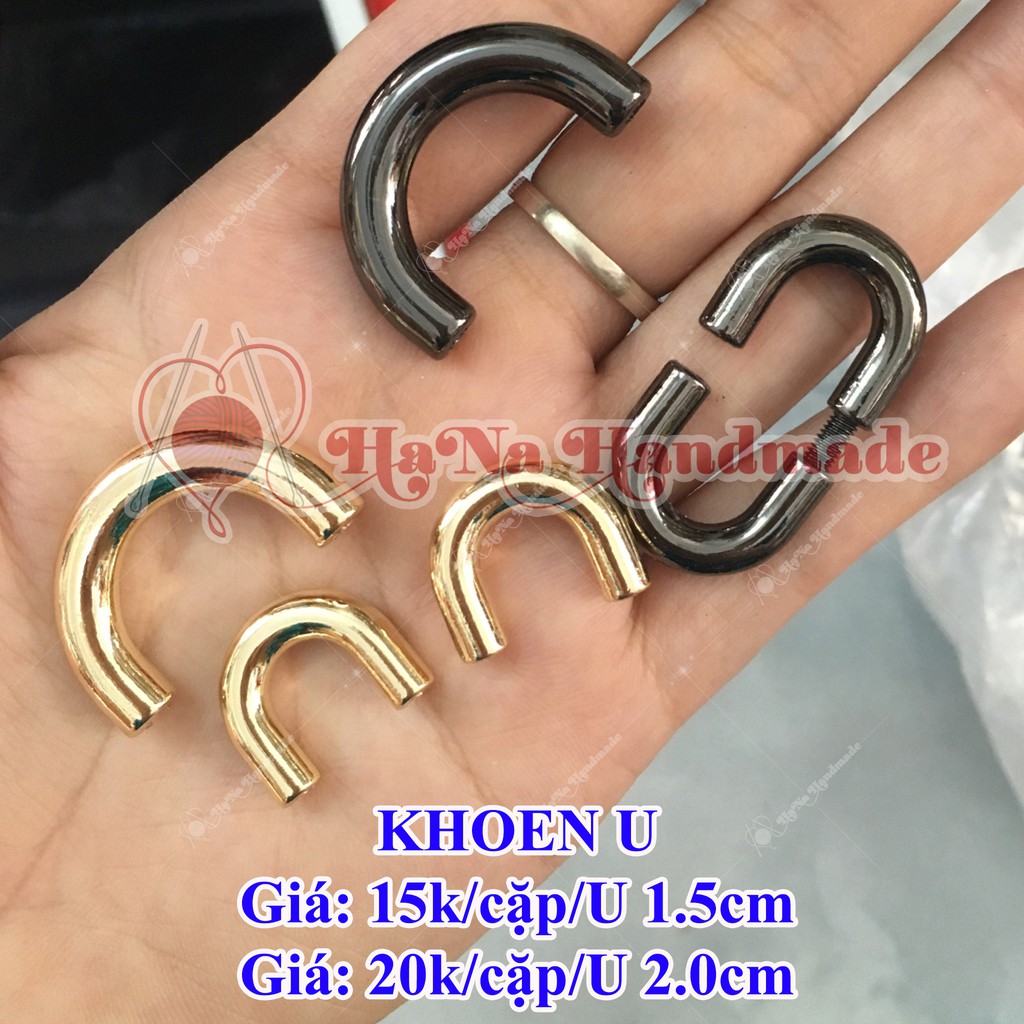 Khoen U gắn túi xách size 1.5cm, 2cm (bán theo cặp)