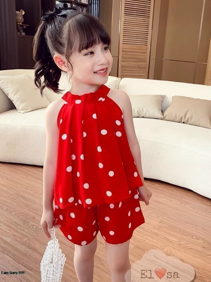 bộ lụa chấm bi cho bé 8-18kg