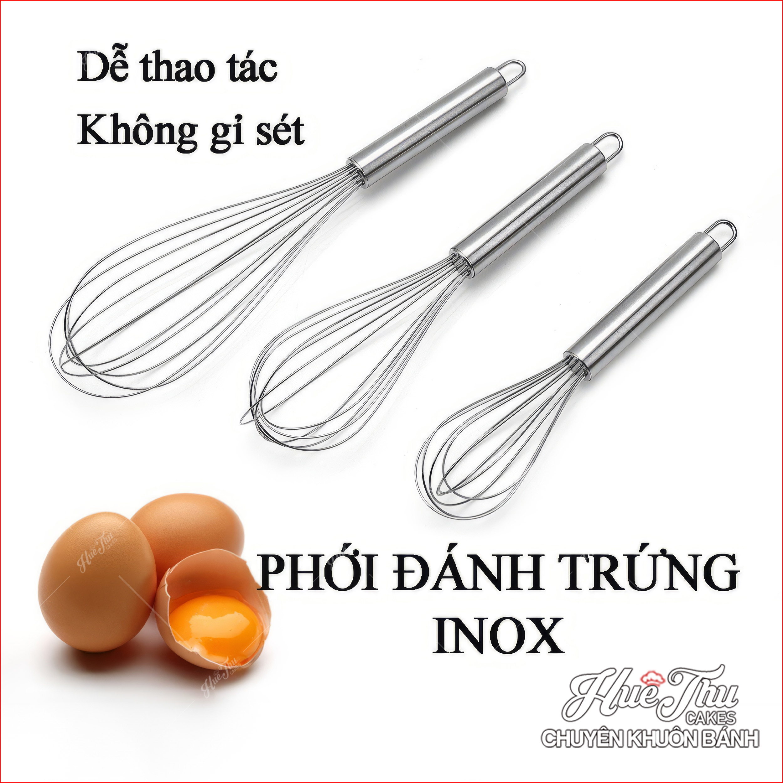 Cây đánh trứng inox, phới lồng đánh trứng cầm tay