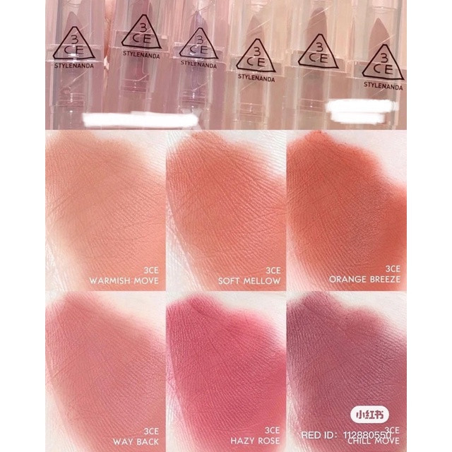 [Mới] Son Thỏi Lì 3CE Clear Layer Warm - Cool - New Take [Chill Move - Way Back- Hazy Rose - Better Mood - Fluffy Love]