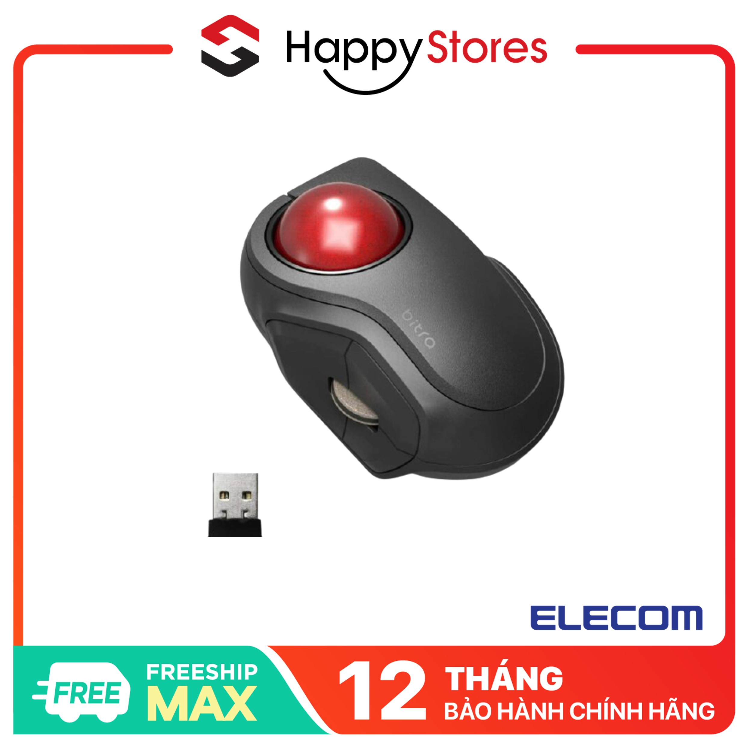 Chuột Bi Bluetooth Yên Tĩnh Bitra Trackball MMT2DRSBK Chính