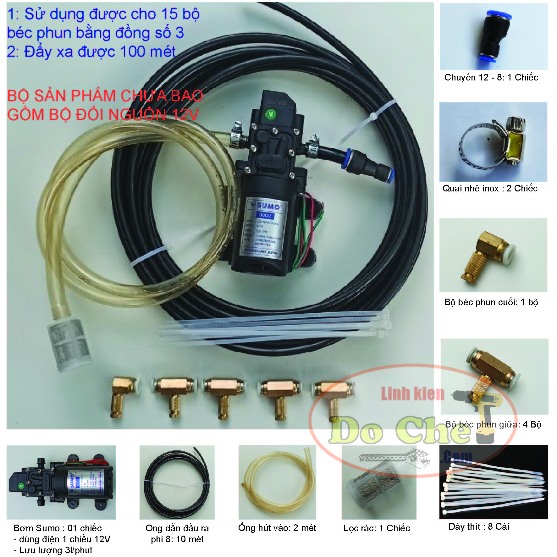 Bộ máy BƠM PHUN SƯƠNG MINI TƯỚI CÂY (Tưới lan, tưới hoa,tưới nhà nấm)
