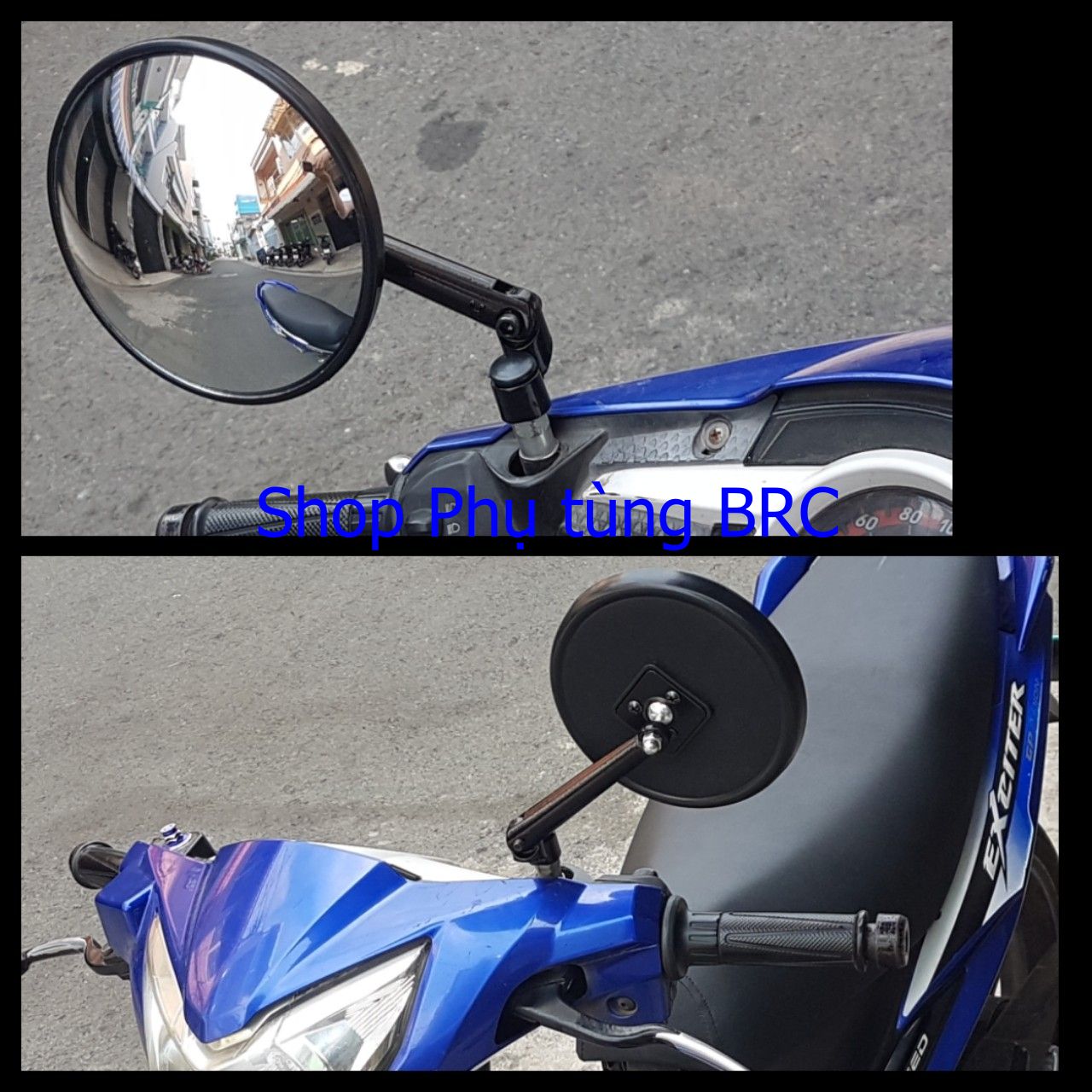 Gương chiếu hậu tròn lồi lớn thu hình phía sau H10 ( SL: 1 cây gương, tặng kèm 2 con ốc 10 li và 8 li ren thuận).
