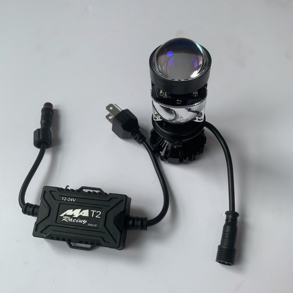 Đèn pha led bi cầu mini h4 t2 kính tím mẫu 2022 pro công xuất 47w siêu sáng lắp ô tô, xe máy chính hãng