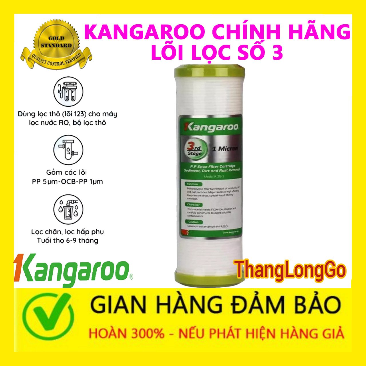 LÕI LỌC NƯỚC KANGAROO SỐ 1 2 3