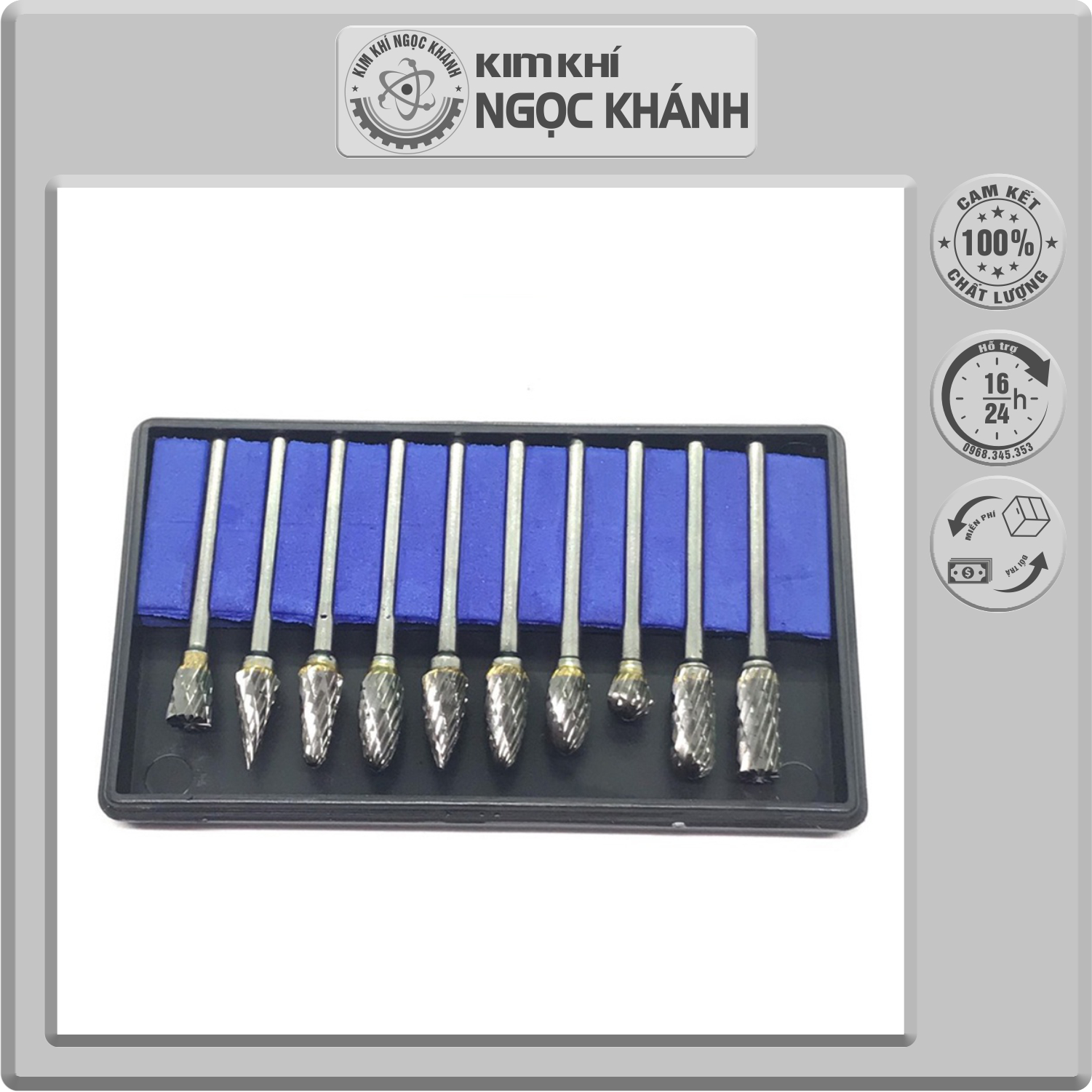 Bộ 10 mũi mài, khắc hợp kim, gỗ lũa cao cấp (Cán 3mm)
