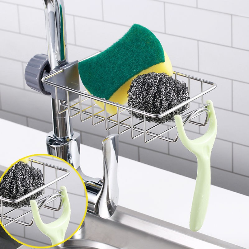 Giá Kệ Treo Bồn Rửa Bát Inox Cao Cấp, Gía Inox để Giẻ Rửa Bát Xà Phòng Nhà Bếp đa Năng - Kích Thước 17x10x3 Cm, Giá Treo Vòi Đựng Đồ INOX Để Đồ Giẻ Rửa Chén Bát