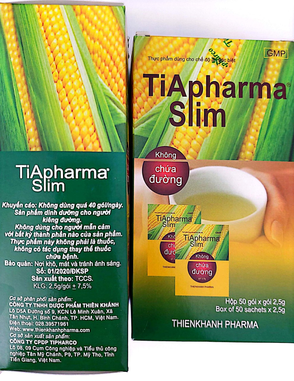 Đường Bắp Ăn Kiêng Aspartam TiApharma Slim (125g / Hộp/50 Gói) - TK