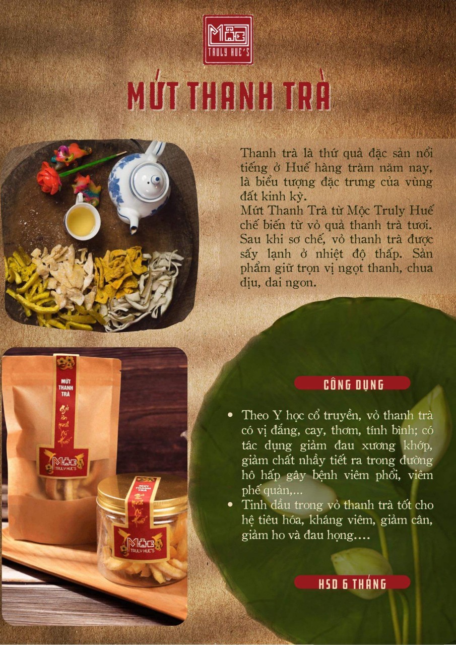 Mứt Thanh Trà sấy lạnh nguyên vị đặc sản Huế - 100gram