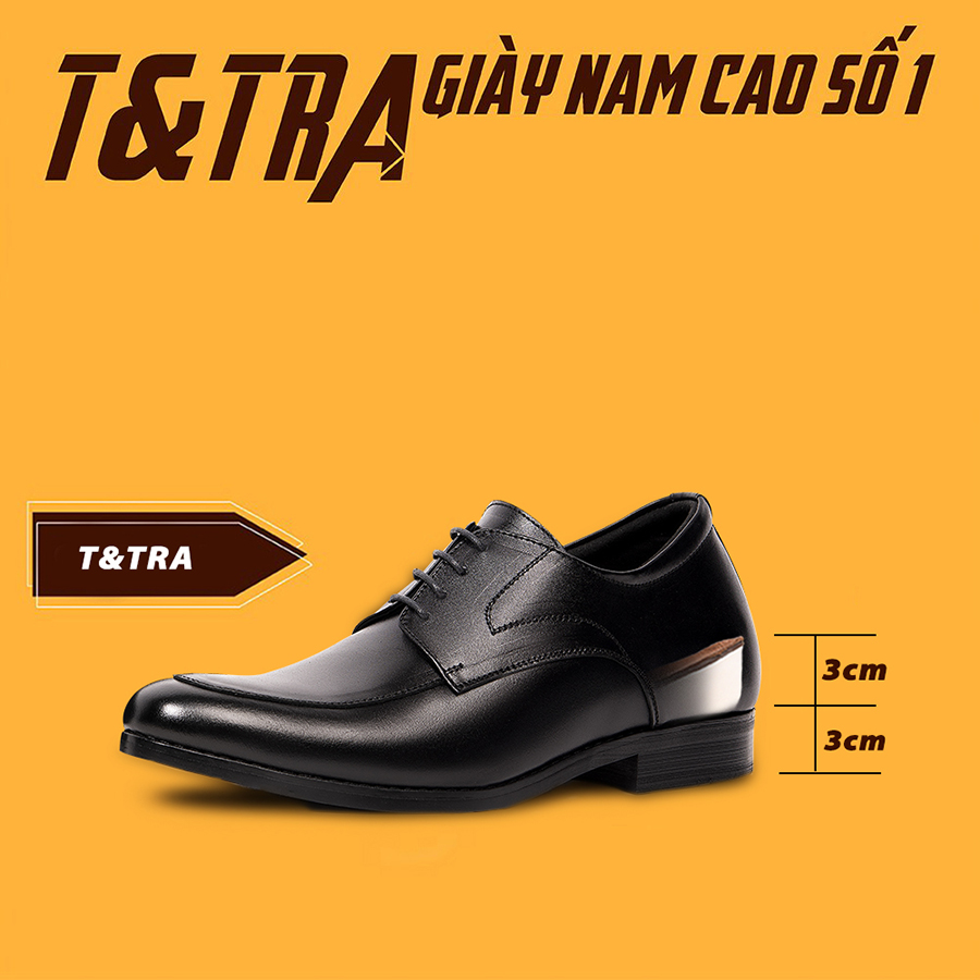 [6CM] Giày Cao Nam T&TRA S1014 Đen - Cao Bí Mật Từ Bên Trong