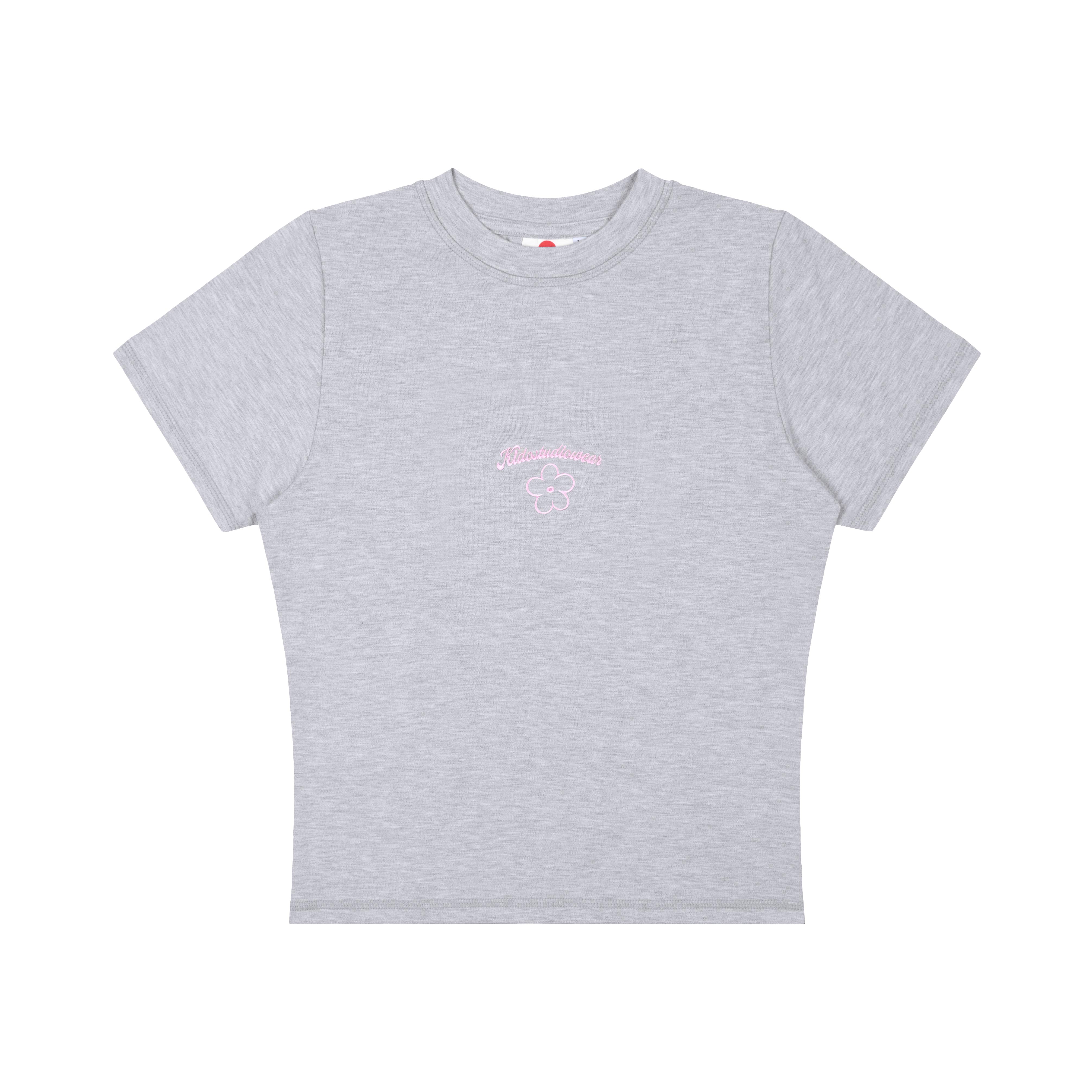 Kido áo thun tay ngắn cổ tròn thêu hoa flower tee