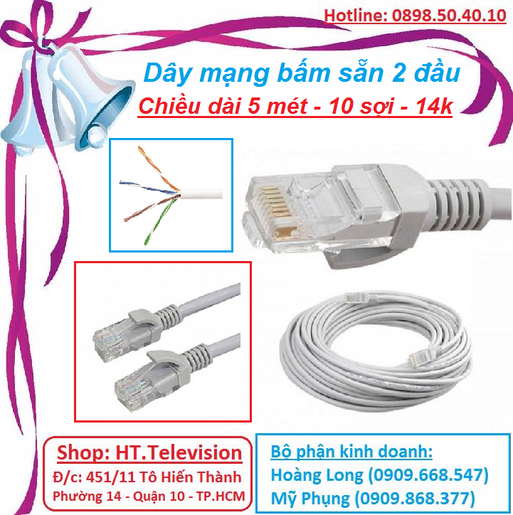 Dây mạng bấm sẵn 2 đầu - 5 mét
