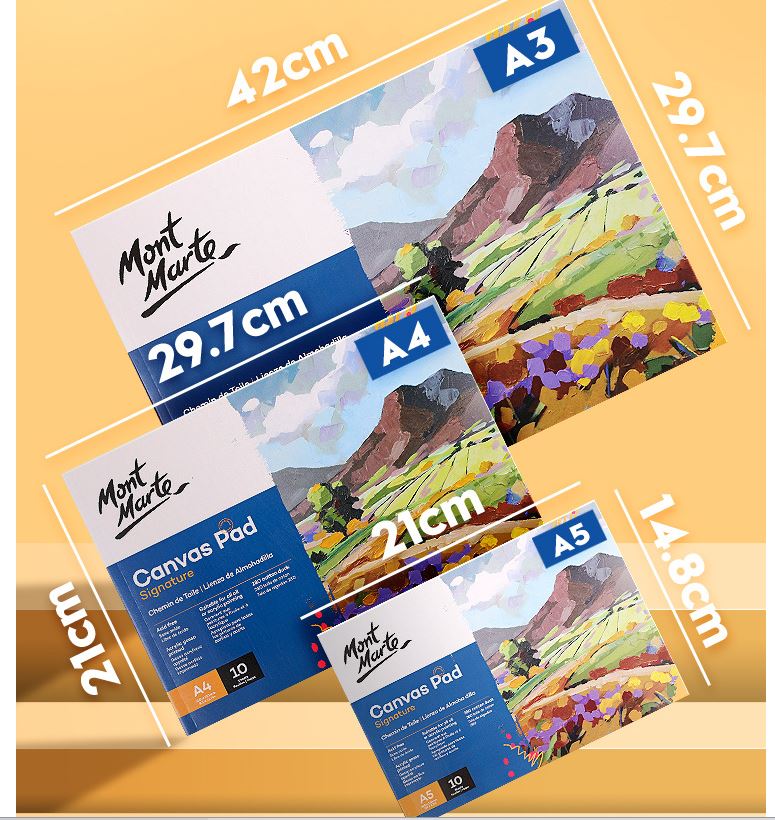 Toan dạng sổ Canvas Pad Mont marte size lớn A3-A4-A5 vẽ tranh acrylic sơn dầu Lalunavn