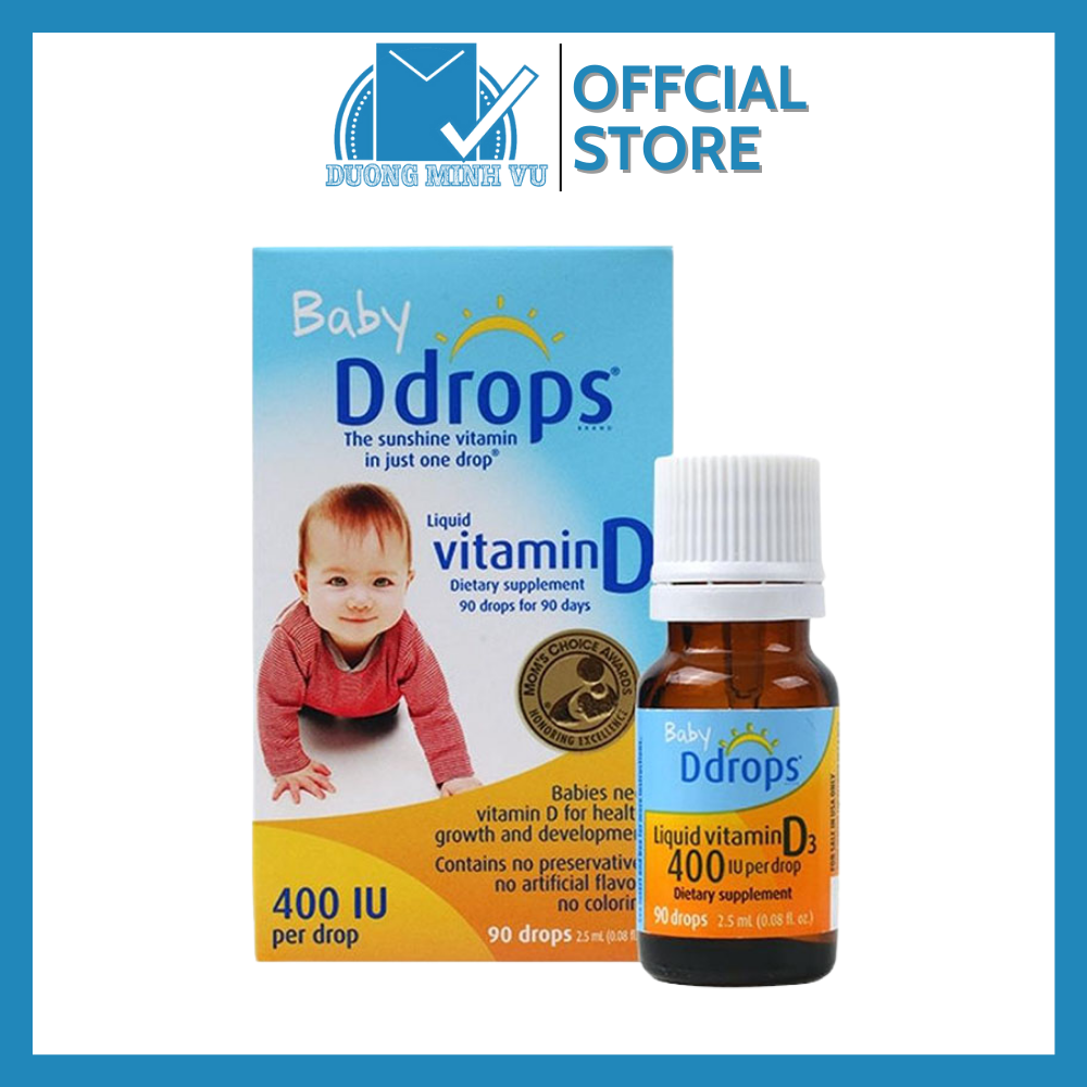 Vitamin D3 Drops - Baby DDrops Bổ Sung Vitamin D Cho Bé 90 Giọt (HÀNG MỸ USA)