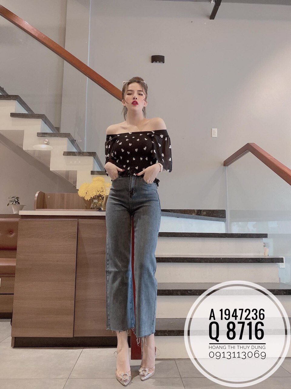 Áo voan nhún chấm bi kết hợp tay cánh dơi model TTSA0101