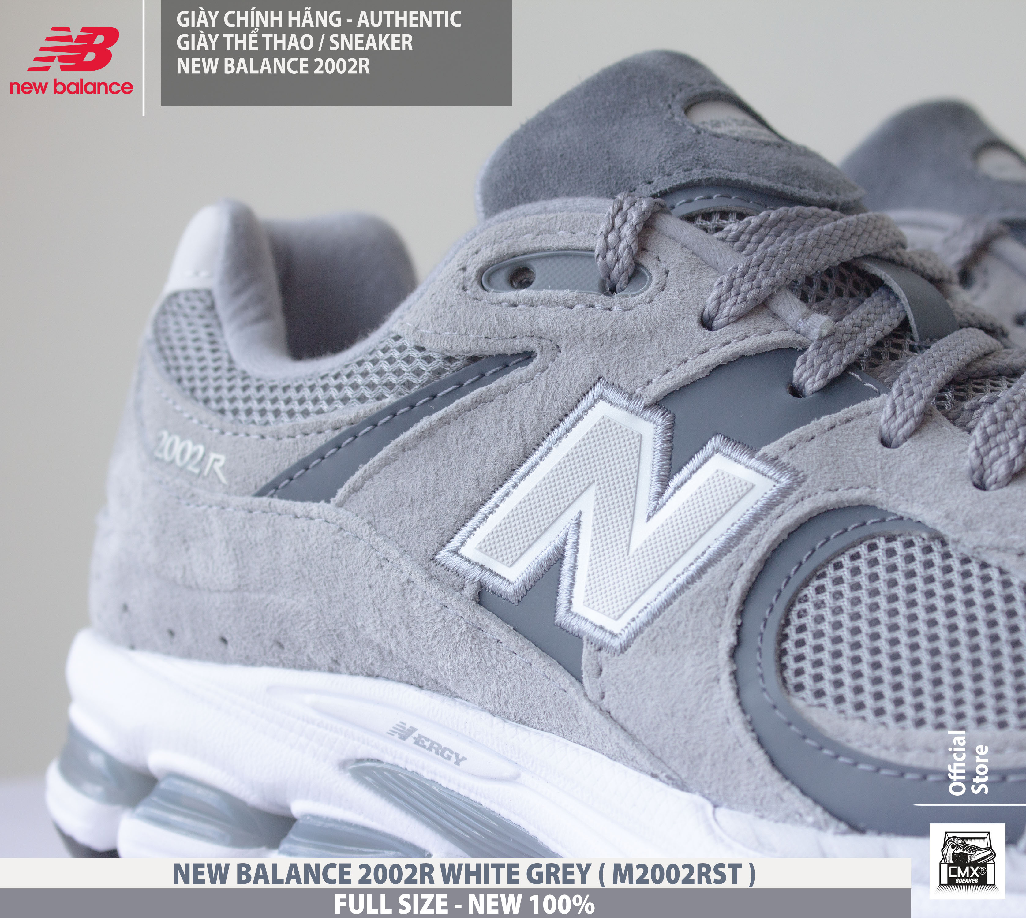 😘 [ HÀNG CHÍNH HÃNG ] Giày New Balance 2002R WHITE GREY ( M2002RST) - AUTHENTIC 100%