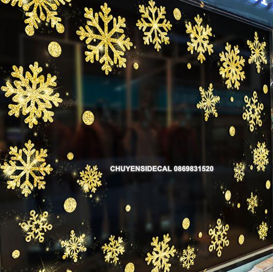 [HCM]Decal trang trí tường Noel - Hoa Tuyết Nhũ Kim Tuyến
