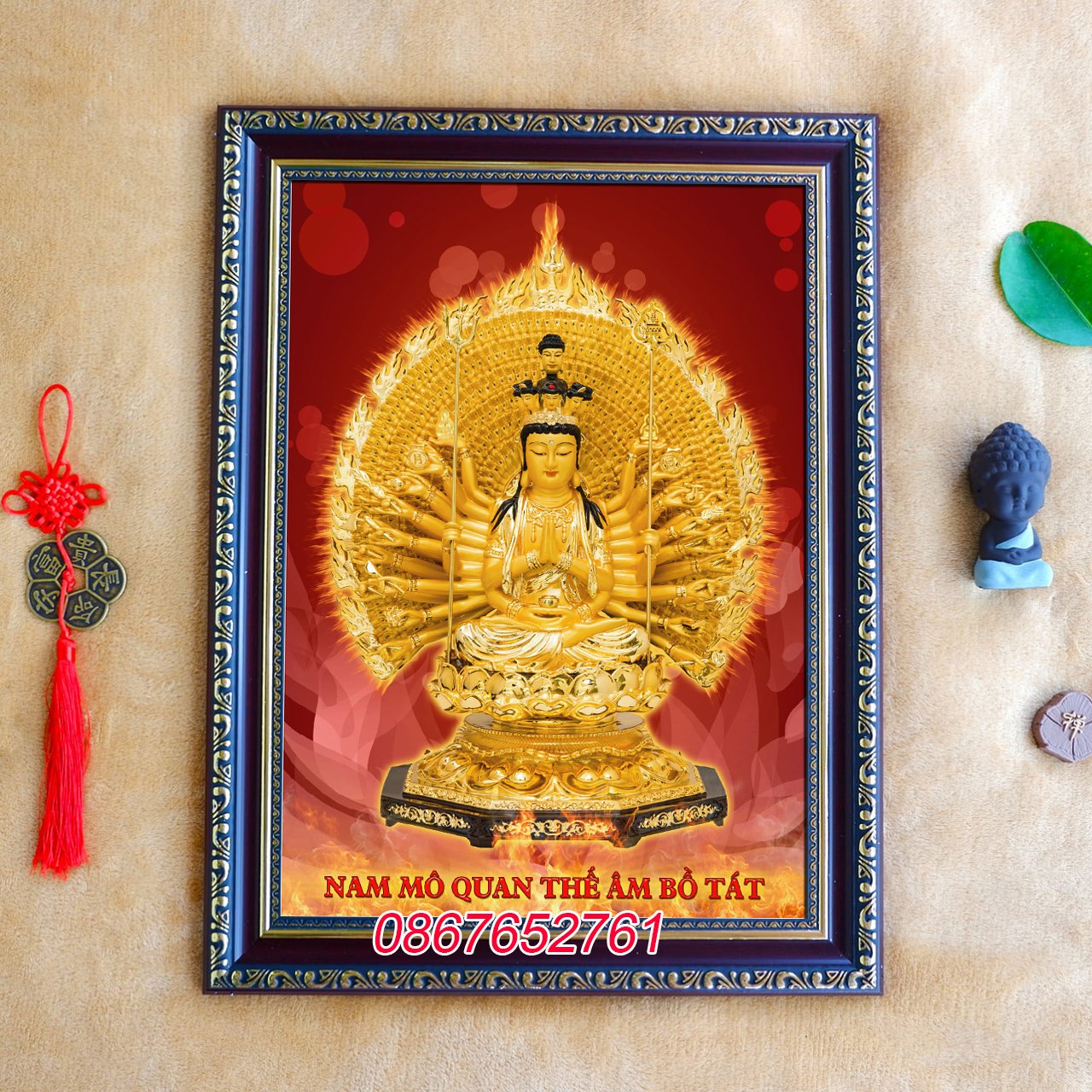 Tranh Thiên Thủ Thiên Nhãn khung 38x50cm y ảnh