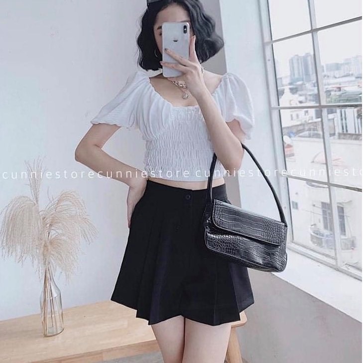 Quần short giả váy xếp ly