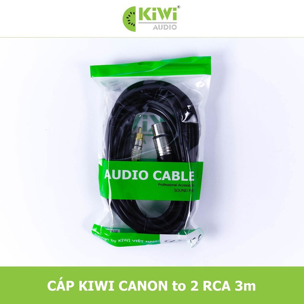 Dây canon âm ra 2 AV hoa sen Kiwi cao cấp bằng đồng - Dây Canon cái ra bông sen 2AV