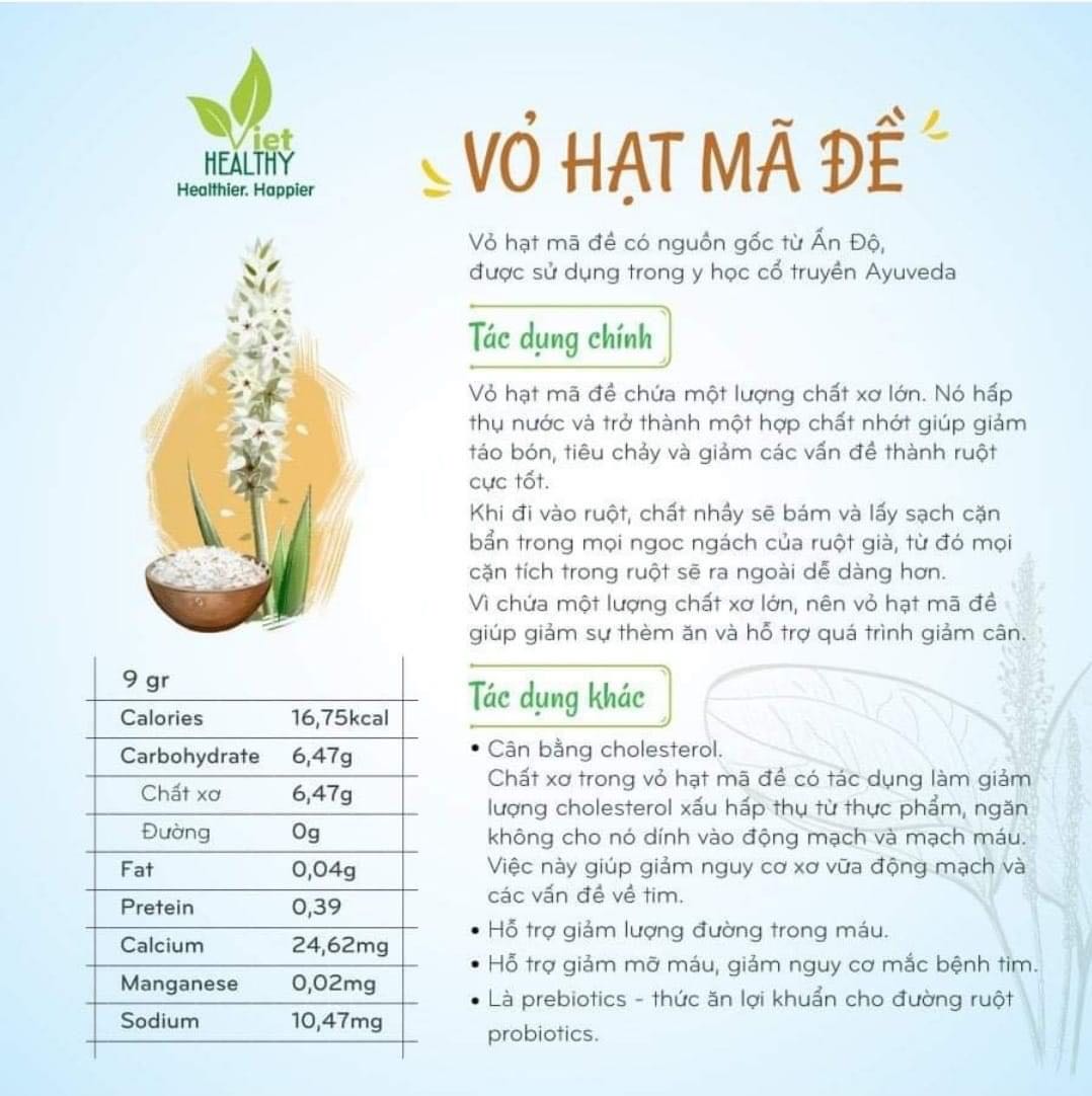 Vỏ hạt mã đề Viet Healthy 150g