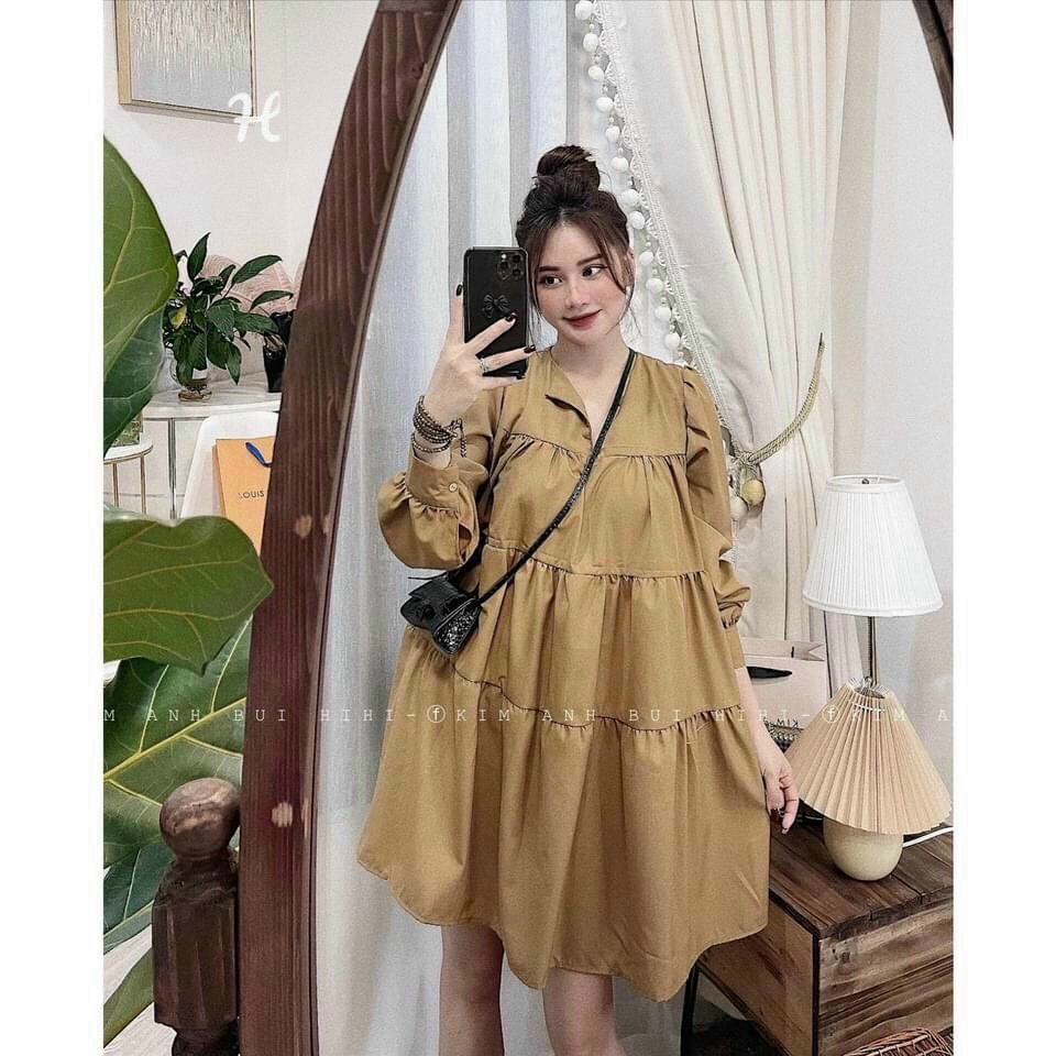 [FREESHIP MAX + HOÀN TIỀN MAX 15%] ĐẦM KATE NÂU XÒE DỄ THƯƠNG XINH