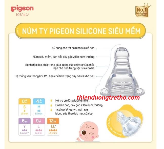 VỈ 2 NÚM TY PIGEON SIÊU MỀM CỔ HẸP ĐỦ SIZE S,M,L,LL