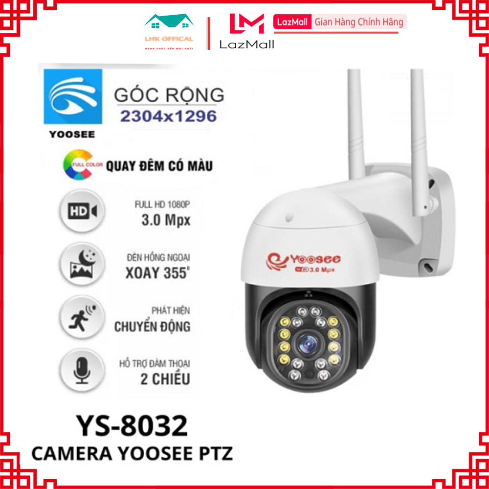 CAMERA IP WIFI YOOSEE PTZ MINI 16/36 LED HD1080 - CHỐNG NƯỚC XOAY 360 ĐỘ - QUAY ĐÊM CÓ MÀU