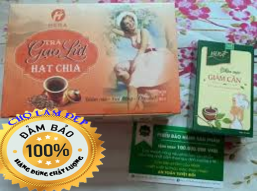 Combo Trà Gạo Lứt Hạt Chia Giảm Cân - Trà giảm Cân Hera Plus (15 gói, hàng đủ tem)