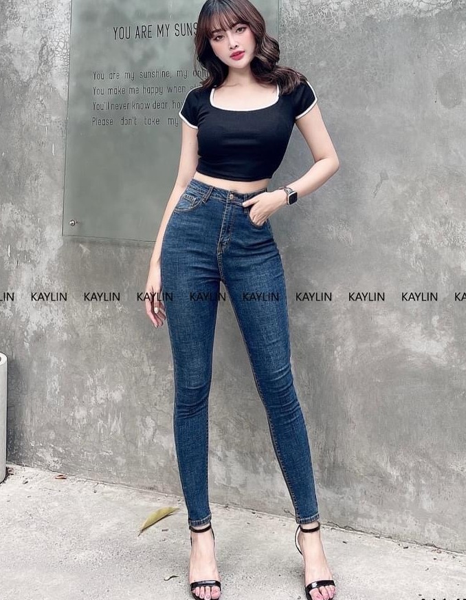 [HCM]QUẦN JEAN NỮ BIG SIZE CO GIÃN SKINNY MÀU XANH WASH NHẸ 1050.2 + ÁO THUN MẶC KÈM