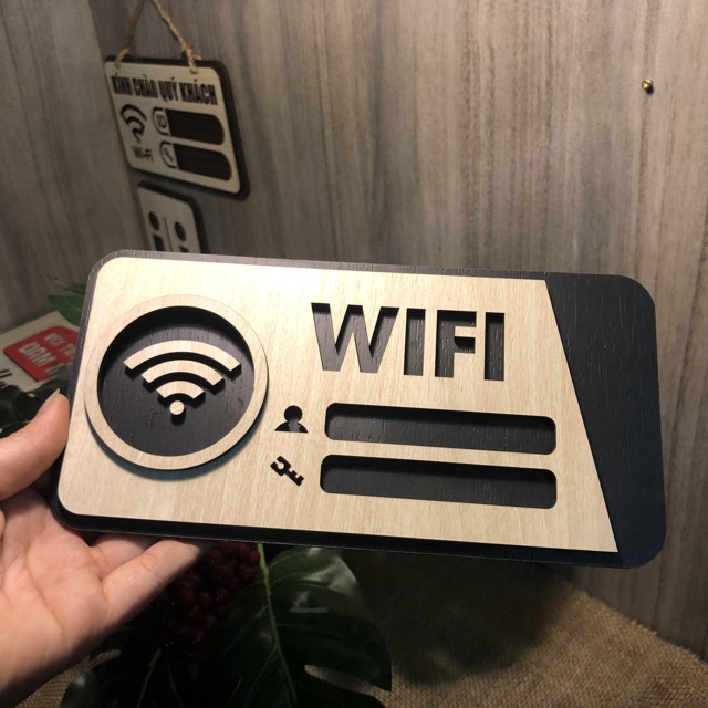 [HCM]Tranh gỗ treo tường - Bảng gỗ trang trí wifi password F02 - CRN -01. Kích thước 250x125mm