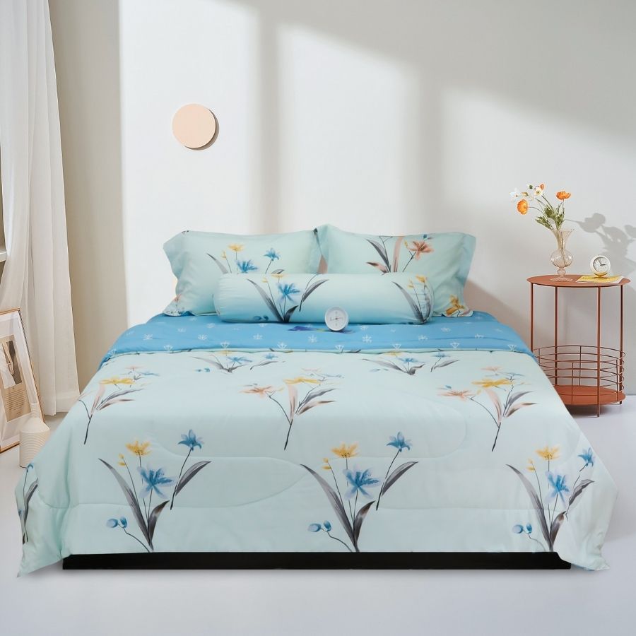 Stefani 5-piece set bed sheet with quilt cover-st200051-m x 2m cotton bedding set, 1m8x2m
