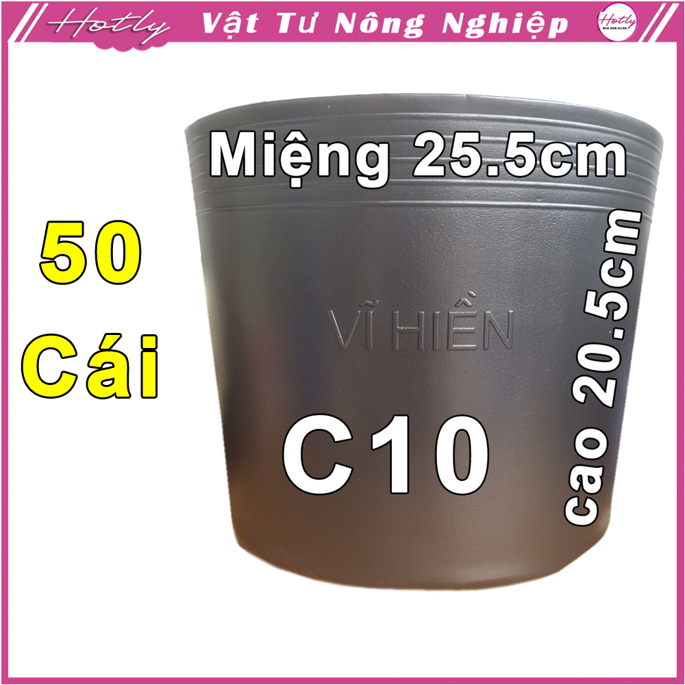 50 Chậu nhựa VĨ HIỀN C10 miệng,cao 25.5x20.5cm trồng cây ăn trái và hoa siêu bền--77105