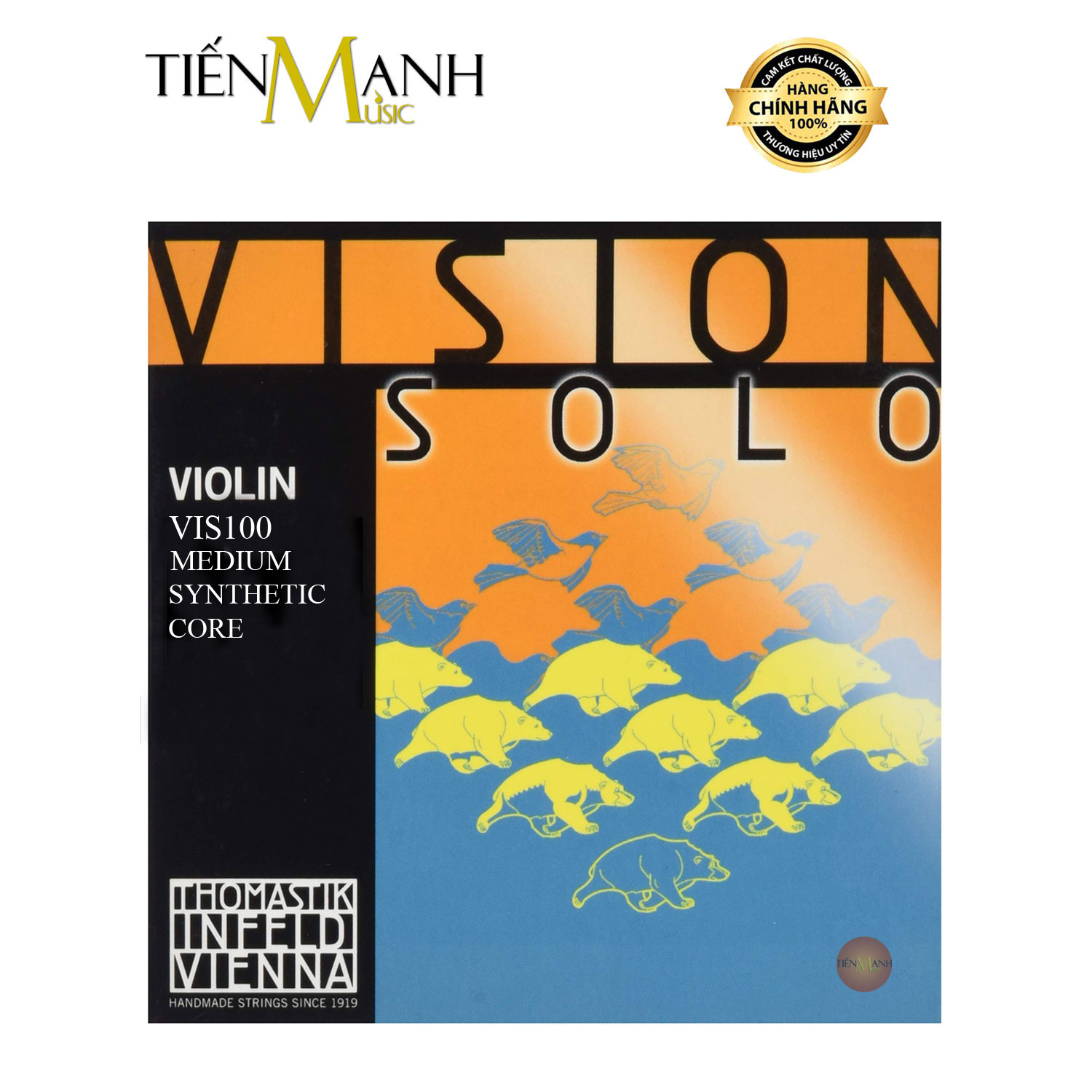 Dây Đàn Violin Thomastik-Infeld Vision Solo VIS100 Synthetic Core - Aluminum Wound D Full Set 4/4 Strings