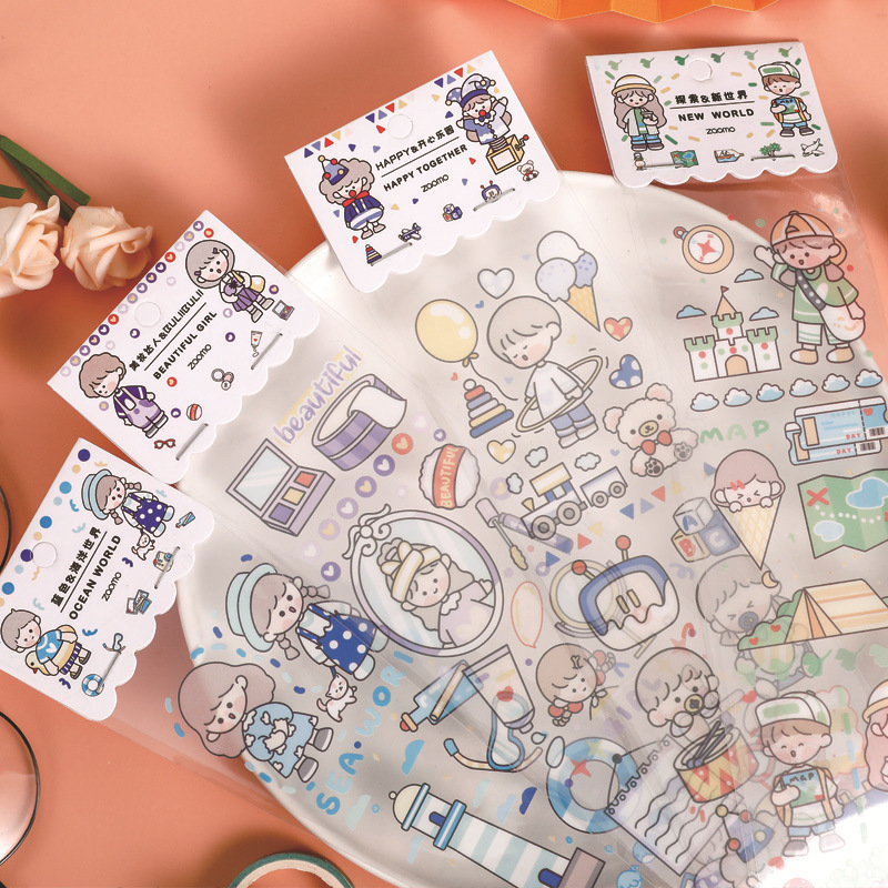 Sticker chibi zaomo bản dài trong suốt (chất pvc)