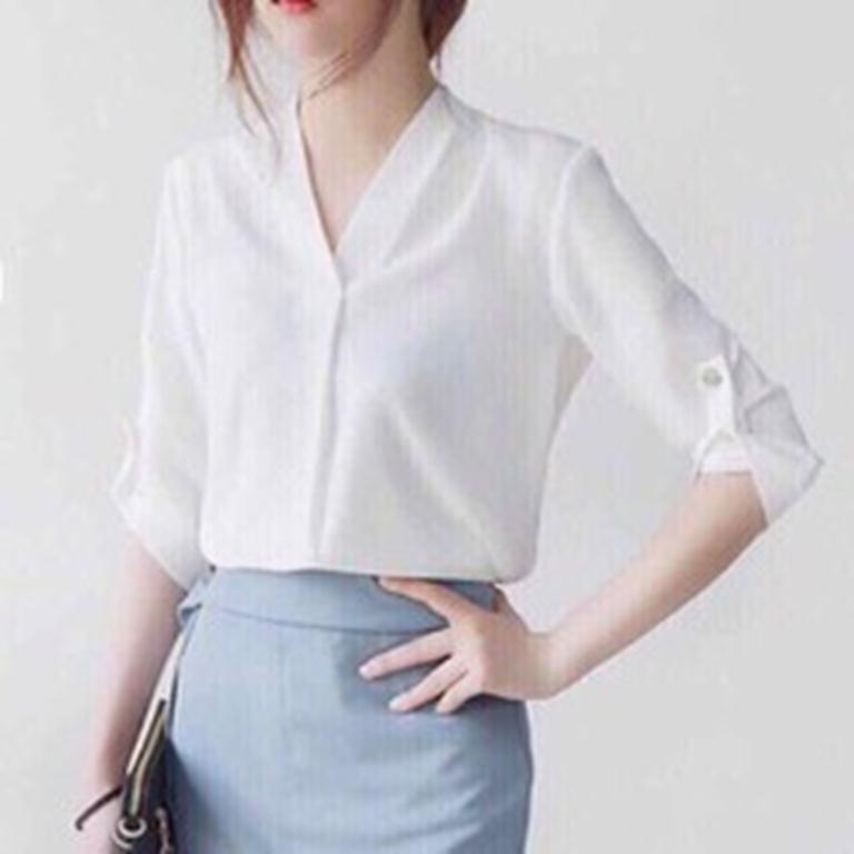 [HCM]Áo Cổ V 2 Màu Công Sở