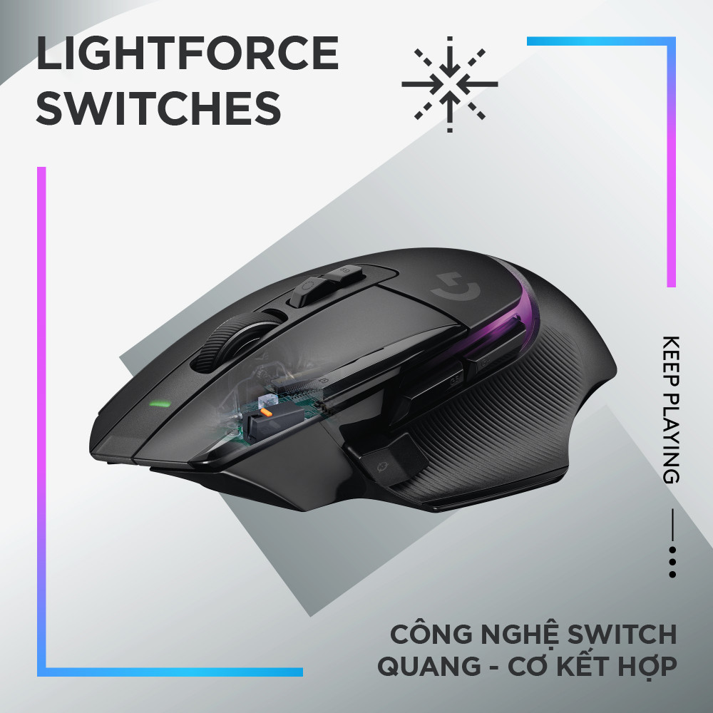 Chuột game không dây Logitech G502 X PLUS LIGHTSPEED – switch LIGHTFORCE Hybrid, RGB Lightsync, Cảm biến Hero 25K, Windows/Mac OS - Hàng Chính Hãng
