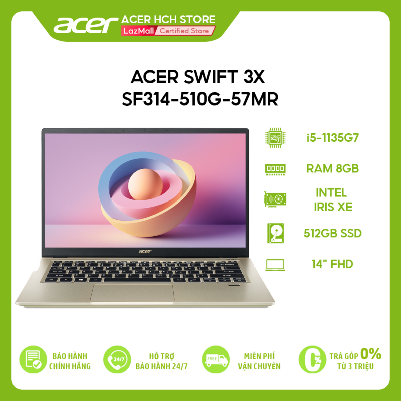 Laptop Acer Swift 3X SF314-510G-57MR i5-1135G7 | 8GB | 512GB | Intel Iris Xe Max Graphics | 14 FHD | Win 10