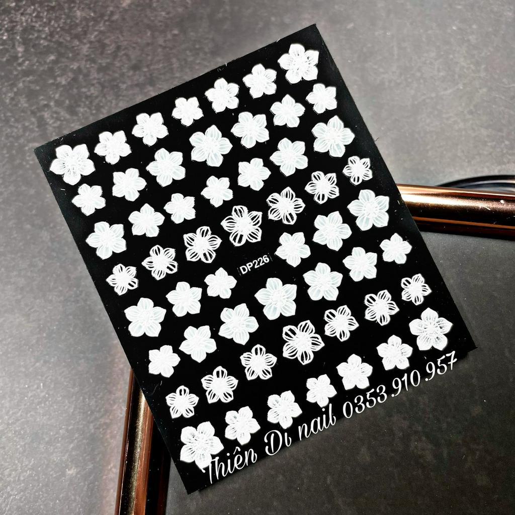 Stick hoa trắng dán móng, stick hoa nổi 3D MOON NAIL