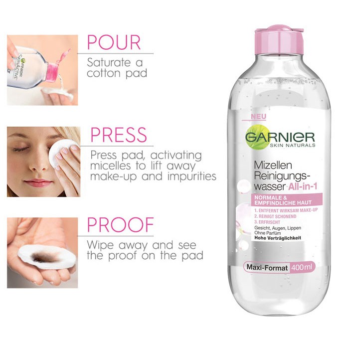 Nước tẩy trang Garnier Micellar 400ml Pháp Nga